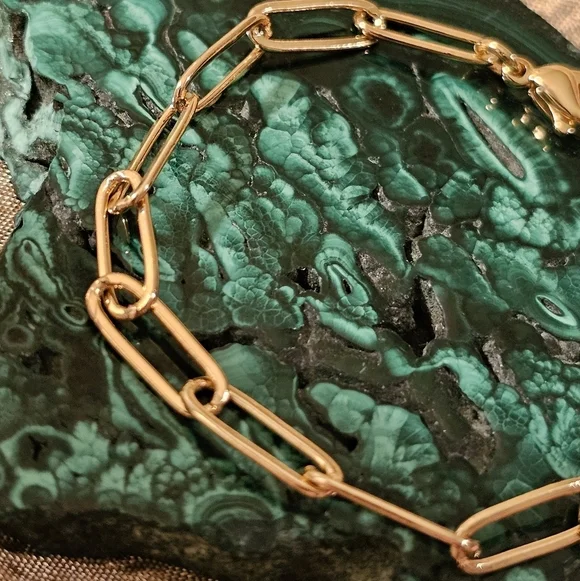 NEW Gold Paperclip Link Bracelet B1P27 - Picture 2 of 5